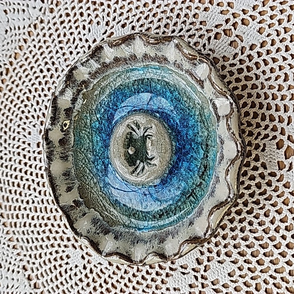 Pottery Art Made In USA Crab trinket Dish.